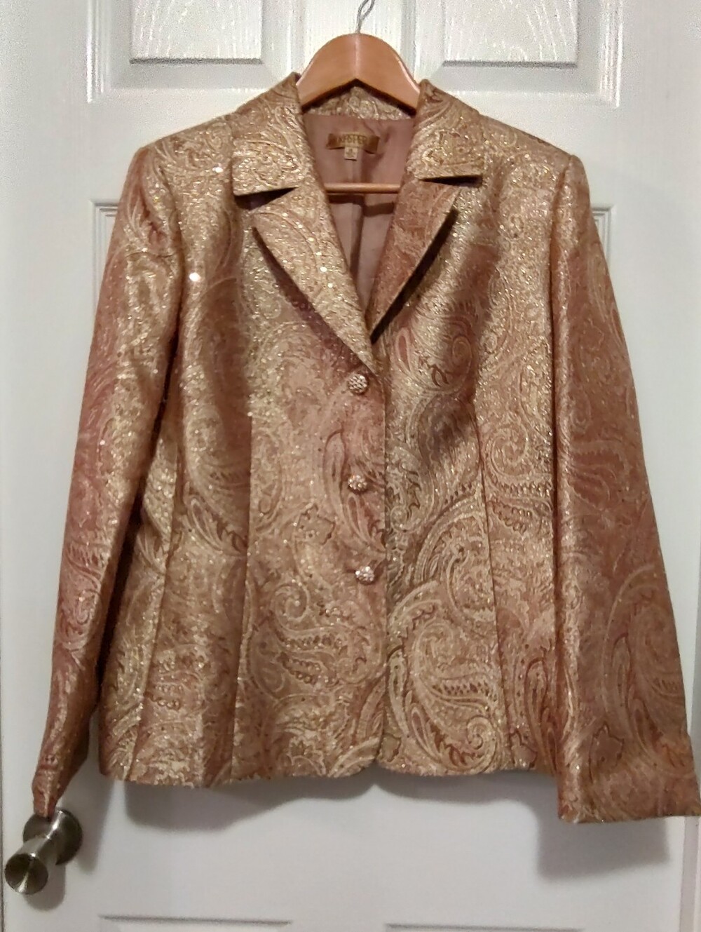 Metallic Paisley Tailored Jacket - Gold Tone